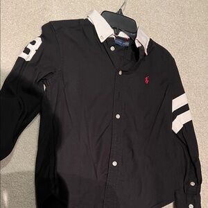 Ralph Lauren Black Shirt with White and Red Accents